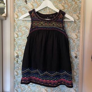 Anthropologie Sleeveless Blouse with Embroidery